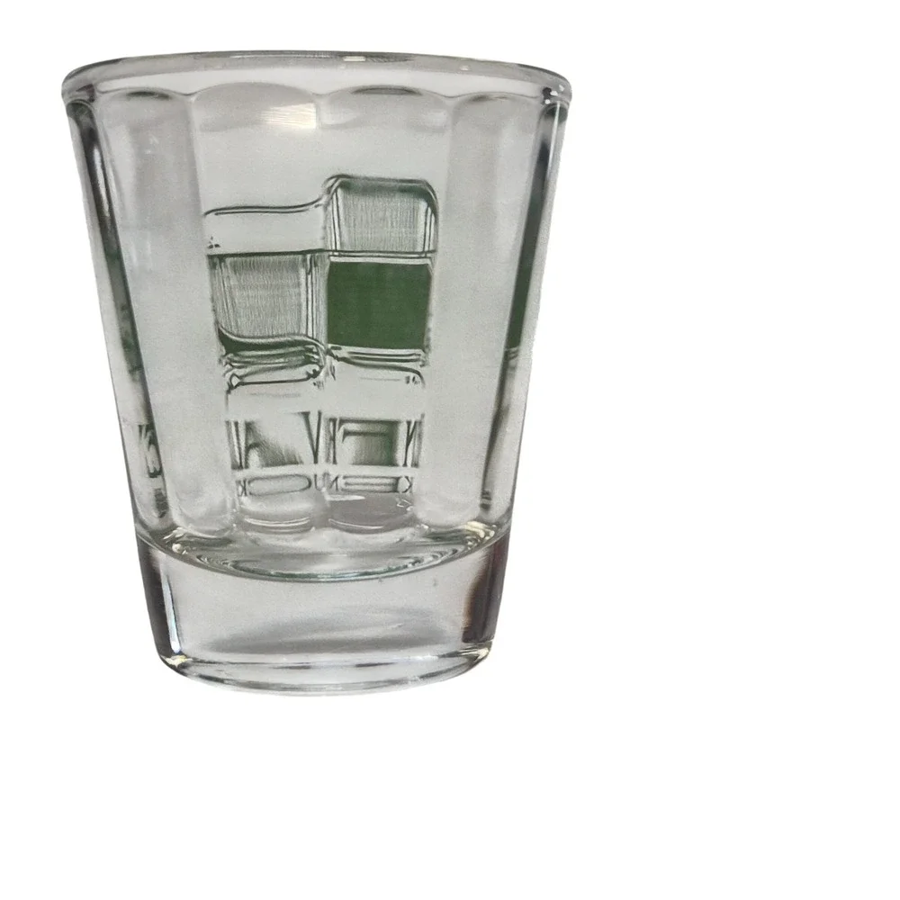 Renfro Valley Kentucky Shot Glass Clear Green Covered‎ Bridge Souvenir USA